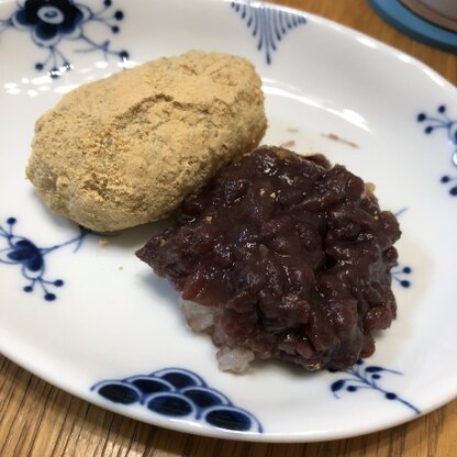 ちょっと崩れてしまいましたが、美味しかったです。きな粉があったので、きな粉のも作りました